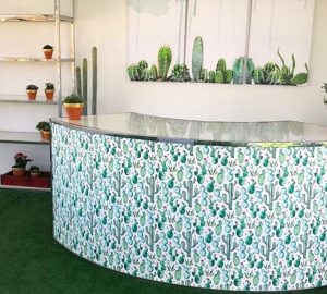 Cactus print branded bar rental