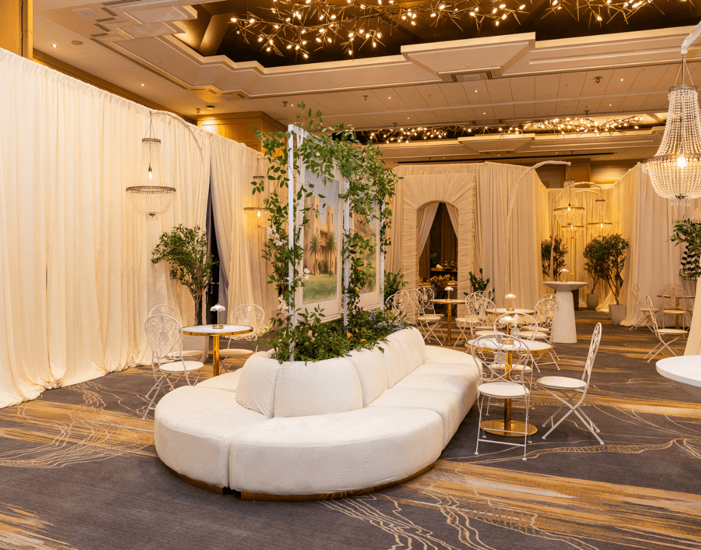 Indoor event lounge and cafe installation