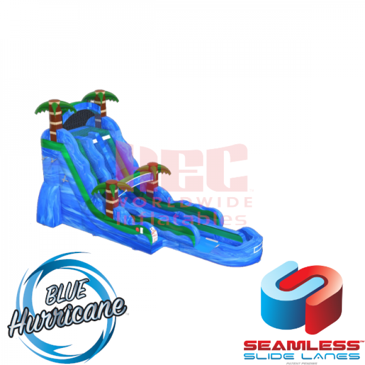 24ft Blue Hurricane Double Lane Water Slide 24ft Blue Hurricane Double Lane Water Slide