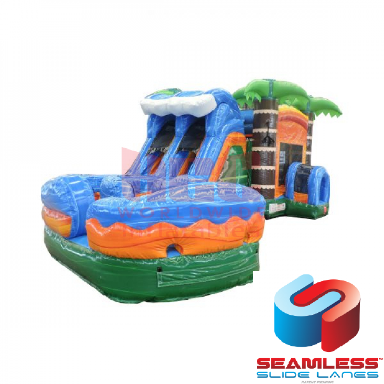 Storm Surge Dual Lane Curve Combo Bouncer - Wet Storm Surge Dual Lane Curve Combo Bouncer - Wet