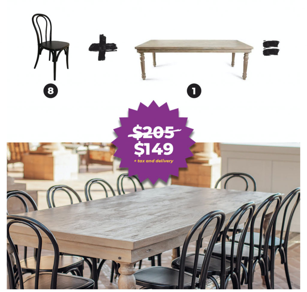 table chair rental deal