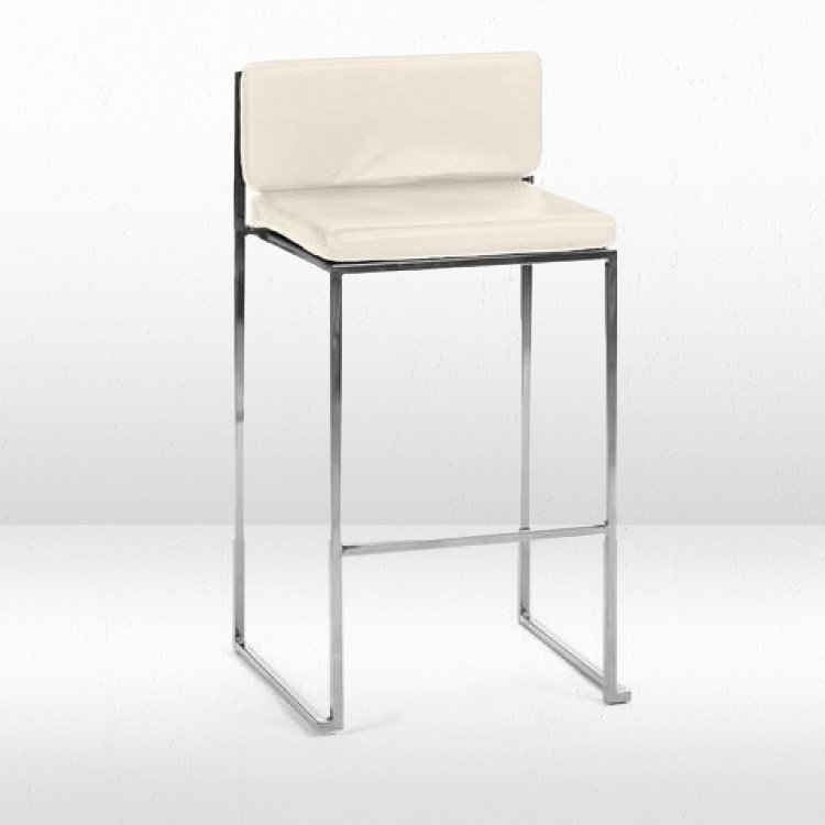 Bar Stool - White Cushion - Paramount Silver Frame