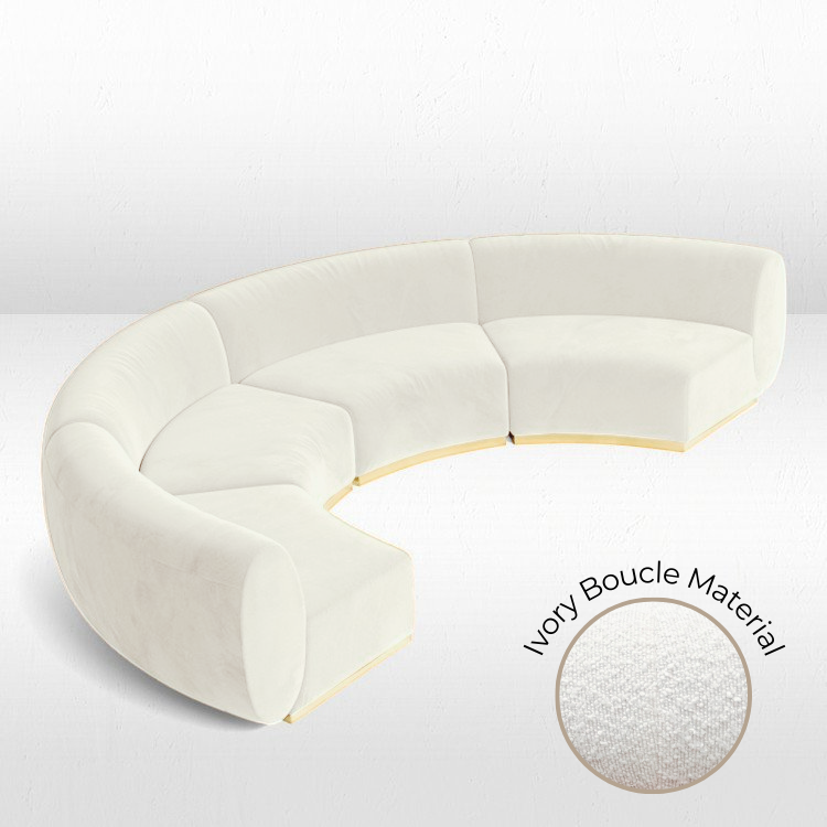 Colette - Crescent Sofa - Ivory BOUCLE