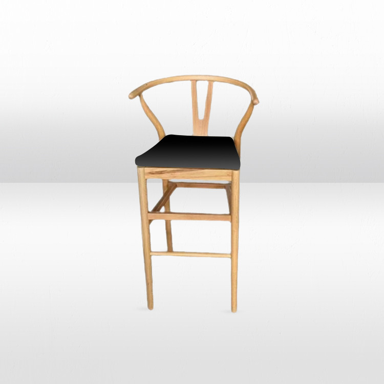 Bar Stool - Sutton Natural Frame w/ Black Seat