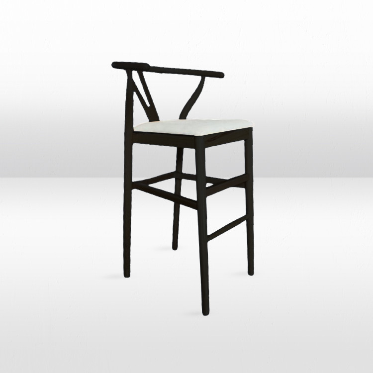 Bar Stool - Sutton Black Frame w/ Beige Linen Seat