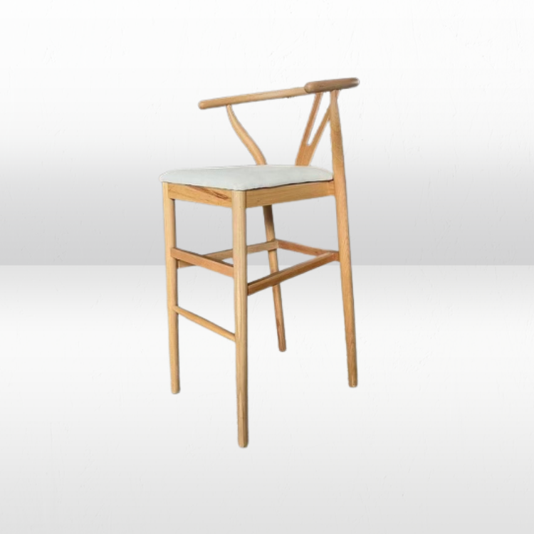 Bar Stool - Sutton Natural Frame w/ Beige Linen Seat