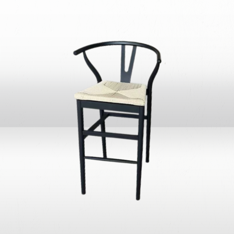 Bar Stool - Sutton Black Frame w/ Rattan Seat