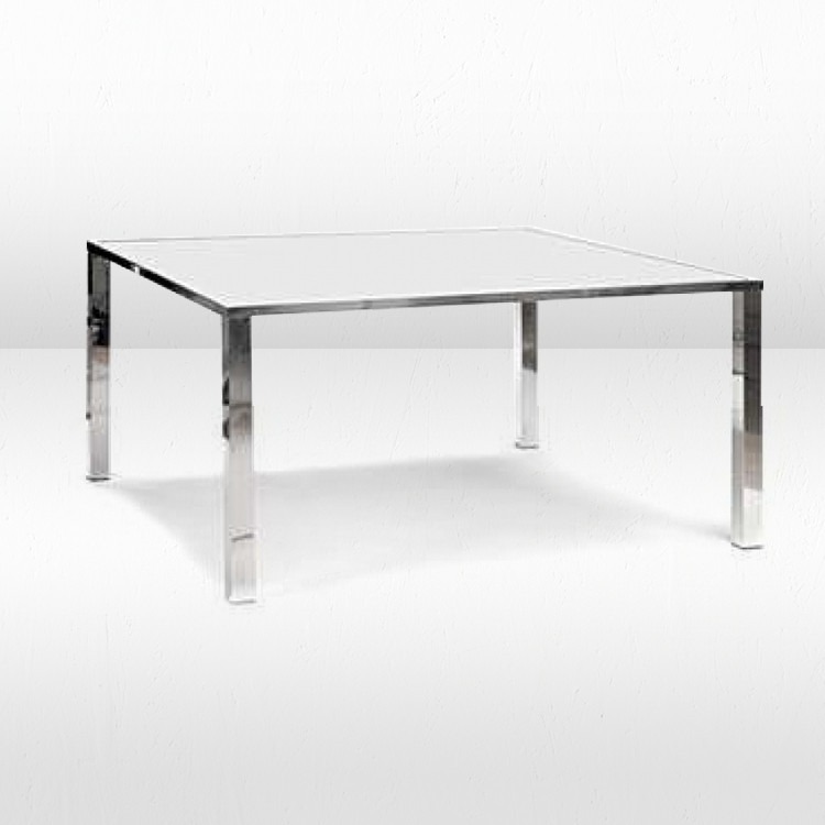 Avalon Dining Table - Silver Frame/Mirror Top - DINING HEIGH