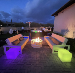 white fire pit rental