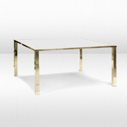 Avalon Dining Table - Flat Gold Frame / White Top