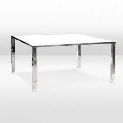 Avalon Dining Table - Silver Frame / White Top