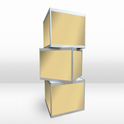 Exhibition Cube Tower - 3 Cube Stack / Gold Mirror Inserts