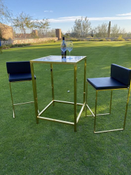 Bar Stool - Black Cushion - Paramount Gold Frame