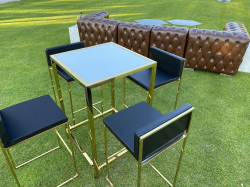 Bar Stool - Black Cushion - Paramount Gold Frame