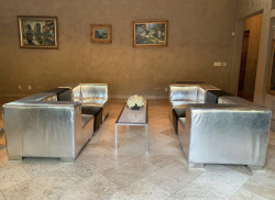 Coffee Table - Bentley - Silver Frame / White top