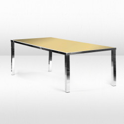 Metropolitan Dining Table - Silver Frame / Gold Mirror Top