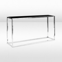 Sofa Table - Bentley - Silver Frame / Black Matte Top