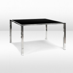 Avalon Communal Table - Silver Frame / Black Matte top
